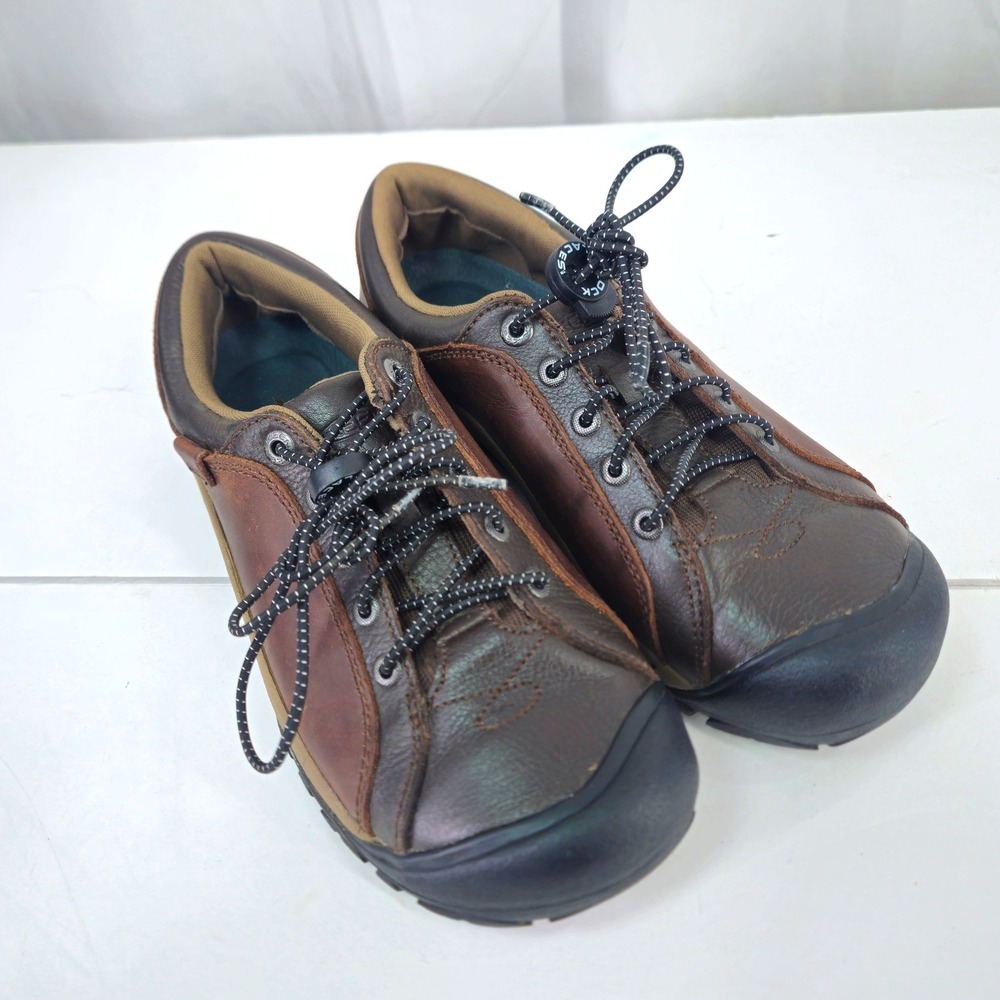 KEEN Womens Brown Leather Hiking Shoes Bungee Laces 011398 Size 9 US 39.5 EU
